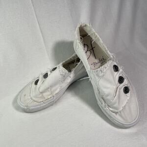 Blowfish Malibu Shoes Women's 8.5 Casual Sneakers White Distressed Fabric Flats